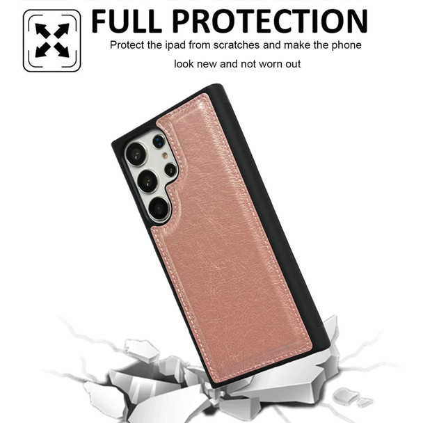 For Samsung Galaxy S22 Ultra 5G Cowhide Texture Back Cover Phone Case(Rose Gold)