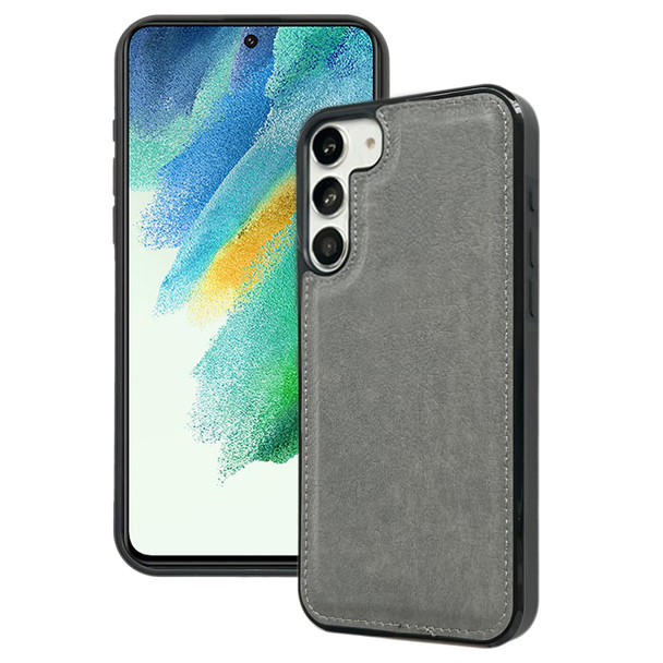 For Samsung Galaxy S21 FE 5G Cowhide Texture Back Cover Phone Case(Grey)