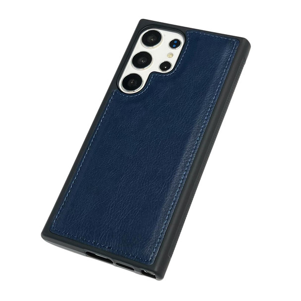 For Samsung Galaxy S21 FE 5G Cowhide Texture Back Cover Phone Case(Royal Blue)