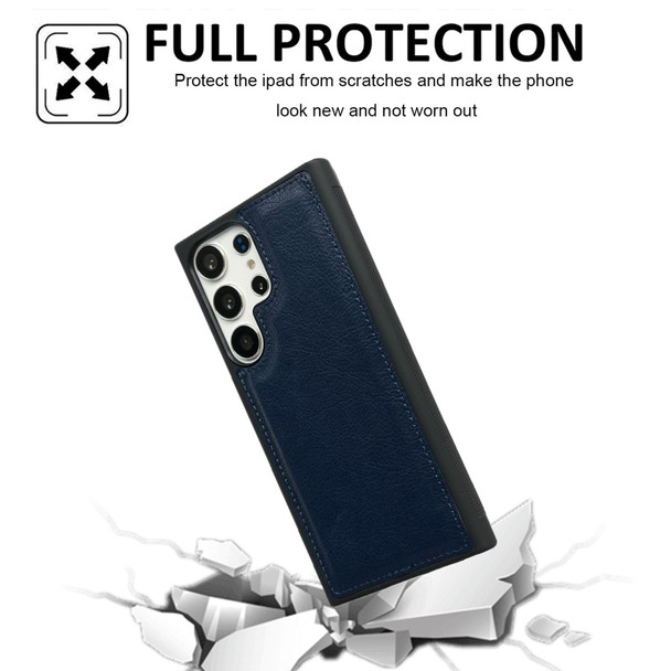 For Samsung Galaxy S23 5G Cowhide Texture Back Cover Phone Case(Royal Blue)