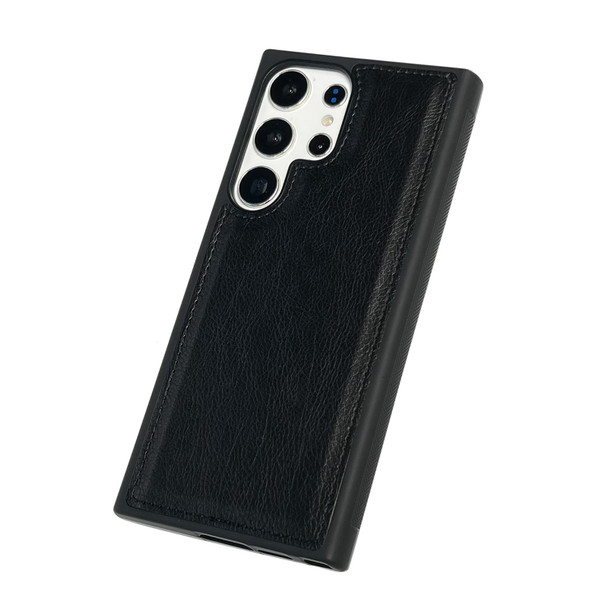 For Samsung Galaxy S21 Ultra 5G Cowhide Texture Back Cover Phone Case(Black)