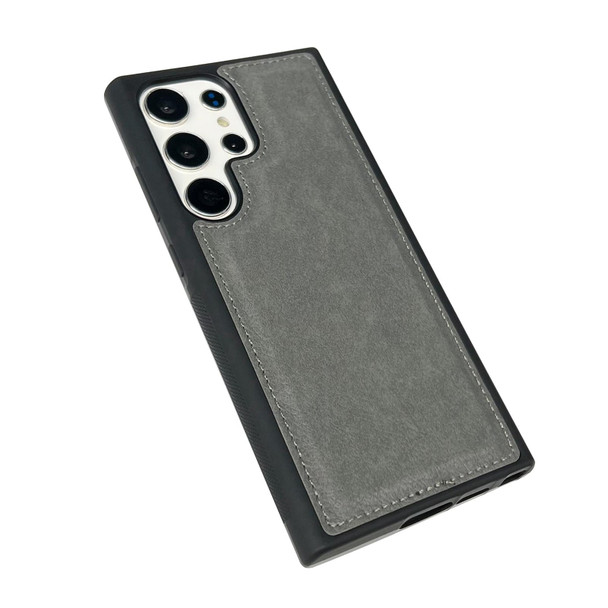 For Samsung Galaxy S21 Ultra 5G Cowhide Texture Back Cover Phone Case(Grey)