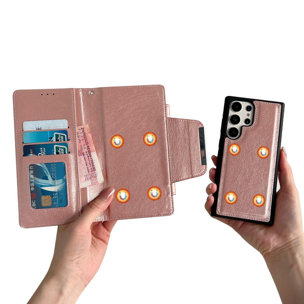 For Samsung Galaxy A35 5G Multifunctional 7-Card Wallet Leather Phone Case(Rose Gold)