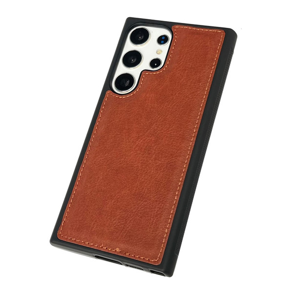 For Samsung Galaxy S22+ 5G Cowhide Texture Back Cover Phone Case(Brown)