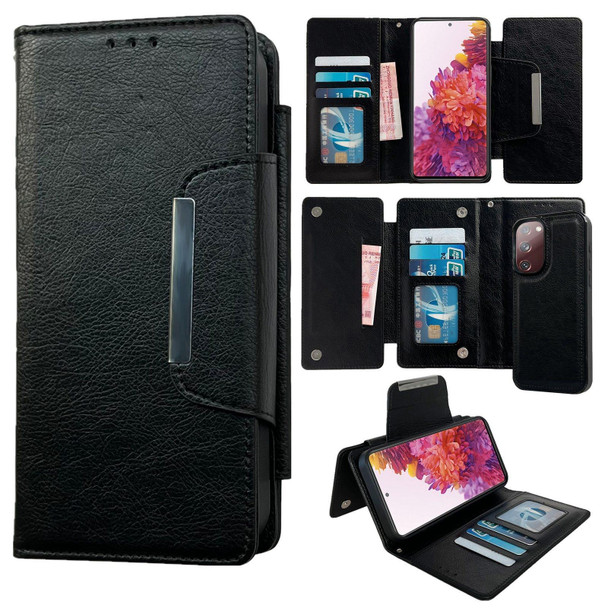 For Samsung Galaxy S20 FE Multifunctional 7-Card Wallet Leather Phone Case(Black)