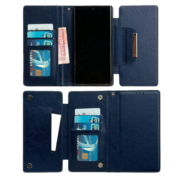 For Samsung Galaxy S21 Ultra 5G Multifunctional 7-Card Wallet Leather Phone Case(Royal Blue)