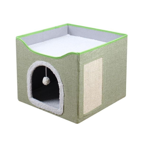 Multifunctional Sisal Cats Scratching Board Foldable Pet Bed(Light Green)