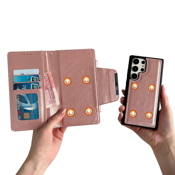 For Samsung Galaxy S20 FE Multifunctional 7-Card Wallet Leather Phone Case(Rose Gold)