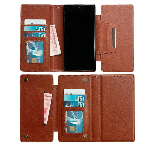 For Samsung Galaxy A35 5G Multifunctional 7-Card Wallet Leather Phone Case(Brown)