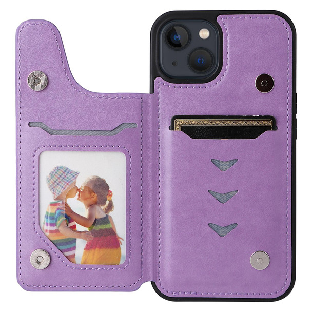 Cat Tree Embossing Pattern Shockproof Phone Case - iPhone 13(Purple)