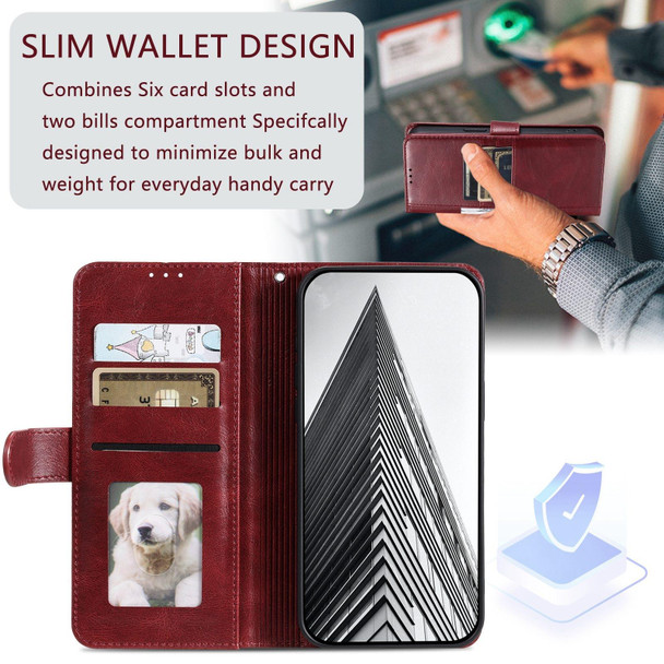 For Xiaomi Redmi 13C 4G/5G Simple 6-Card Wallet Leather Phone Case(Wine Red)