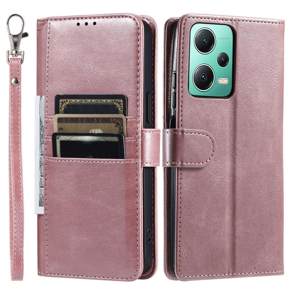 For Xiaomi Redmi Note 12 5G Simple 6-Card Wallet Leather Phone Case(Rose Gold)