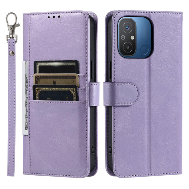 For Xiaomi Poco C55 Simple 6-Card Wallet Leather Phone Case(Purple)