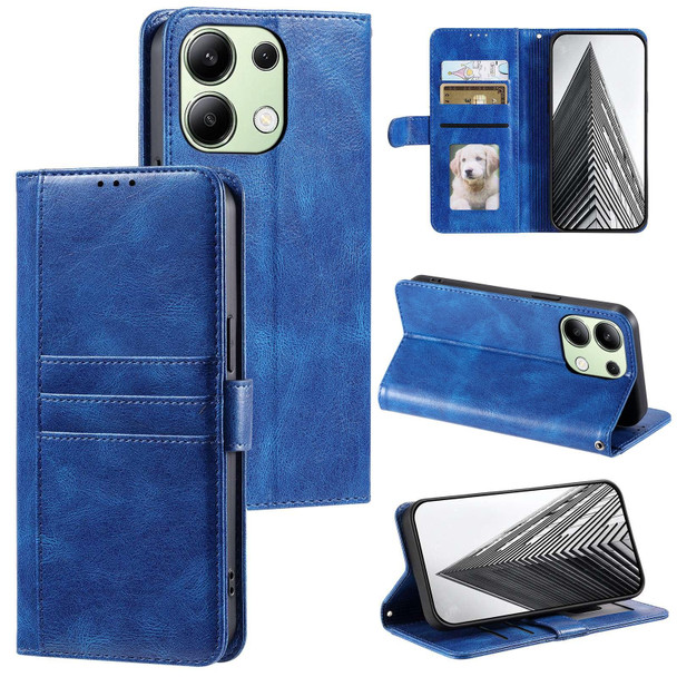 For Xiaomi Redmi Note 13 4G Simple 6-Card Wallet Leather Phone Case(Blue)
