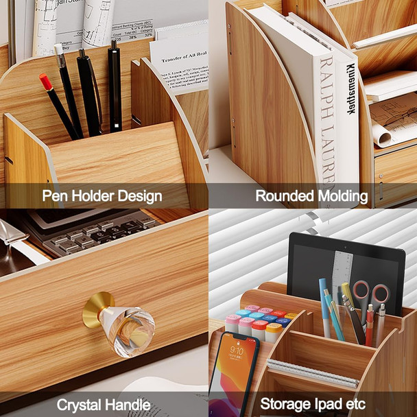 Elegant Wooden Desktop Organiser with Phone Holder