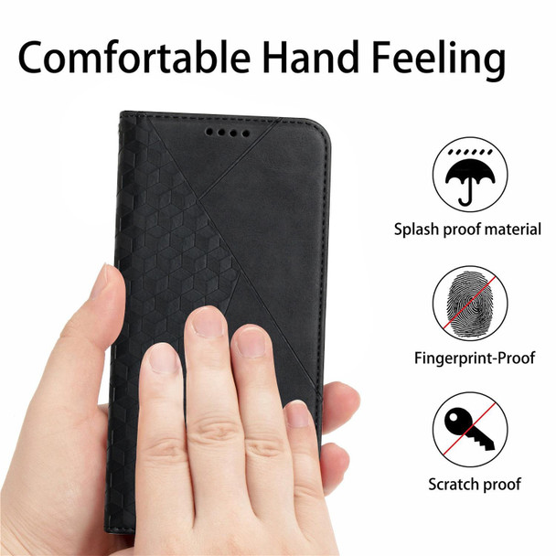 Diamond Pattern Splicing Skin Feel Magnetic Horizontal Flip Leatherette Case with Card Slots & Holder & Wallet - iPhone 12 mini(Black)