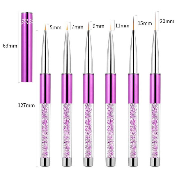 2 PCS Nail Art Drawing Pen Purple Drill Rod Color Painting Flower Stripe Nail Brush With Pen Cover, Specification: 20mm