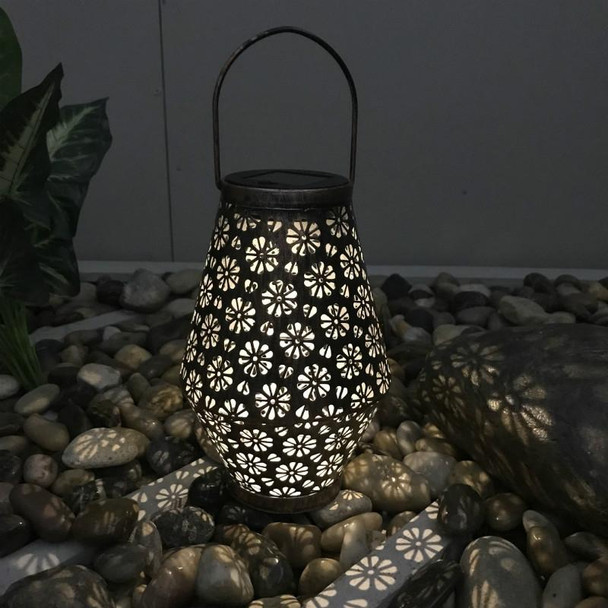 Outdoor Solar Wrought Iron Lantern Garden Decoration Light LED Pendant Lamp