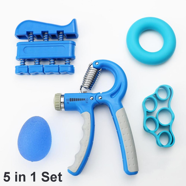 5 In 1 Counting Grip Device Fitness Adjustment Grip Device  Finger Trainer Set(Blue )