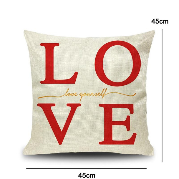 2 PCS Love Couple Valentine Day Gift Linen Pillowcase Car Sofa Cushion, Without Pillow Core, Size: 45x45cm(R-PQL006)