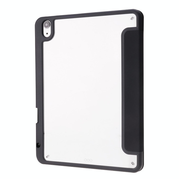 Deformation Transparent Acrylic Horizontal Flip PU Leatherette Case with Multi-folding Holder & Sleep / Wake-up Function & Pen Slot - iPad Air 2022 / 2020 10.9(Black)