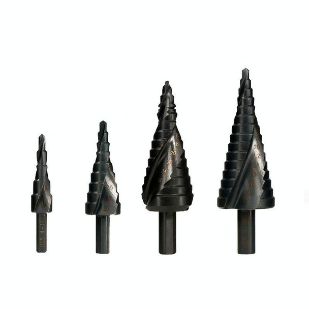 2 PCS 4-12mm   Triangular Shank Spiral Flute Step Drill Bit