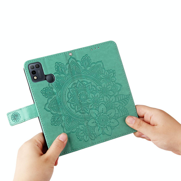 Infinix Smart 5 / HOT10 Lite 7-petal Flowers Embossing Pattern Horizontal Flip PU Leather Case with Holder & Card Slots & Wallet & Photo Frame(Green)