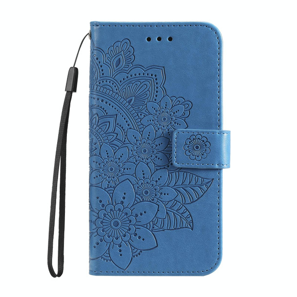 Infinix Note 10 7-petal Flowers Embossing Pattern Horizontal Flip PU Leather Case with Holder & Card Slots & Wallet & Photo Frame(Blue)