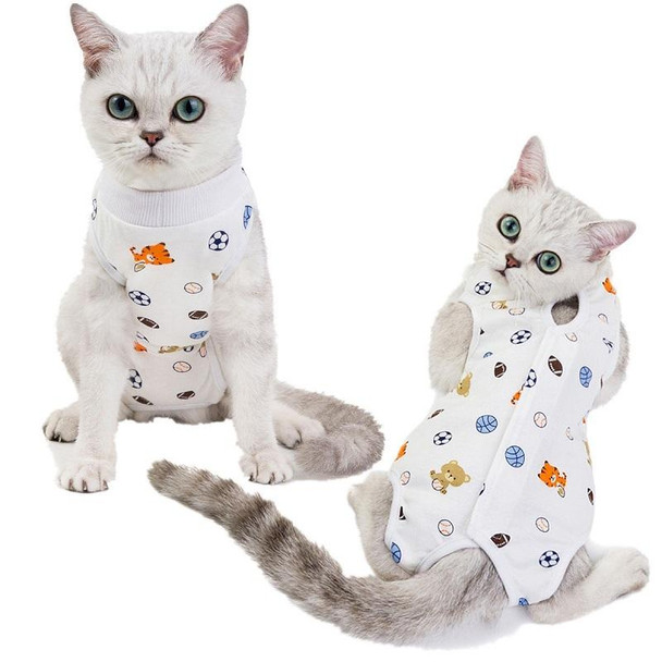 Female Cat Breathable And Anti-Licking Sterilization Clothing, Size: L(Football)