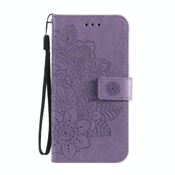 Infinix Hot 9 / Note 7 Lite 7-petal Flowers Embossing Pattern Horizontal Flip PU Leather Case with Holder & Card Slots & Wallet & Photo Frame(Light Purple)