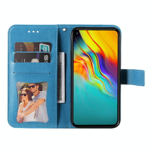 Infinix Hot 9 / Note 7 Lite 7-petal Flowers Embossing Pattern Horizontal Flip PU Leather Case with Holder & Card Slots & Wallet & Photo Frame(Blue)