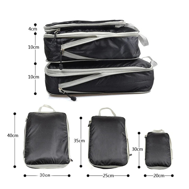 3Pcs Travel Storage Bag Compressible Packing Cubes