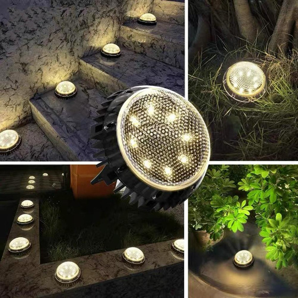 8 LEDs Solar Circular Underground Light Outdoor Waterproof Lawn Stair Light, Light Color: White Light