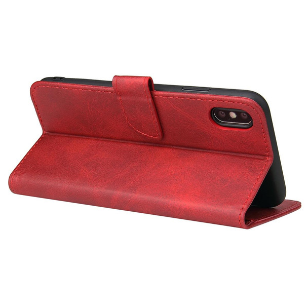 Calf Texture Buckle Horizontal Flip Leatherette Case with Holder & Card Slots & Wallet - iPhone X / XS(Red)