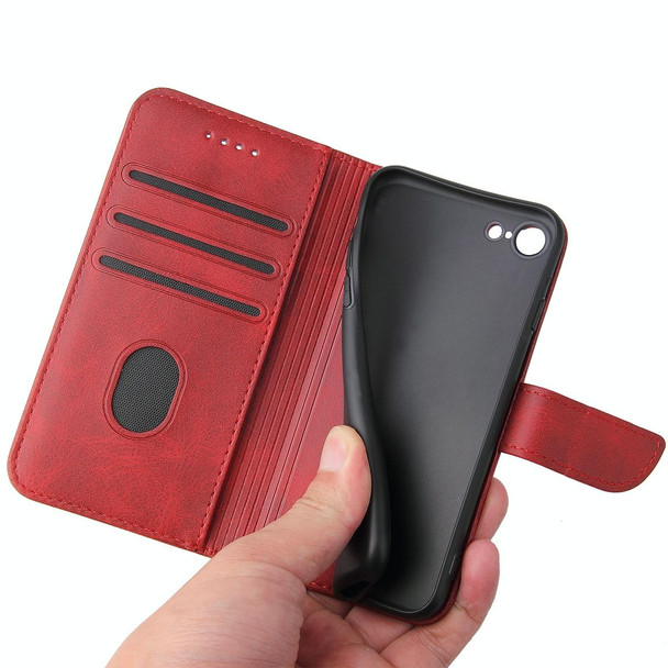 Calf Texture Buckle Horizontal Flip Leatherette Case with Holder & Card Slots & Wallet - iPhone SE 2022 / SE 2020 & 8 & 7(Red)