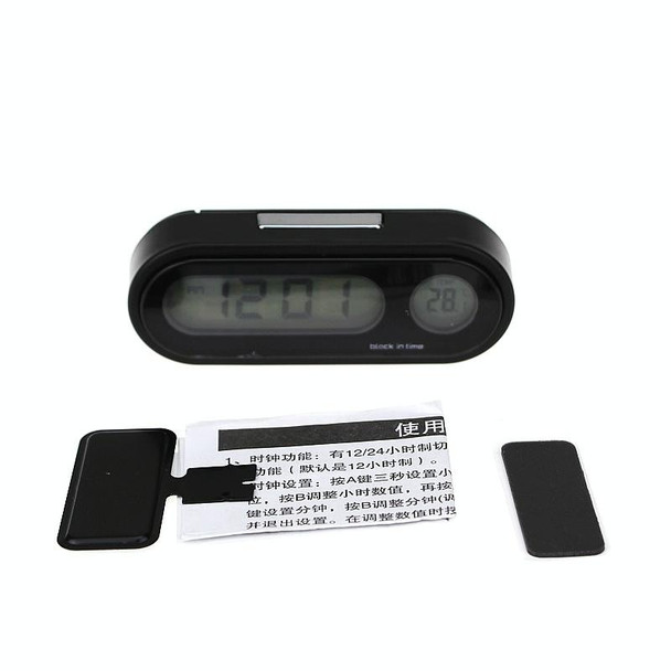 K02 Car Electronic Clock Temperature Meter Night Light LED Temperature Time Meter(Black Blue Light)