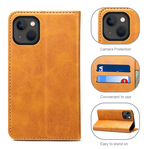 Calf Texture Horizontal Flip Leatherette Case with Holder & Card Slots & Wallet - iPhone 13 mini(Khaki)