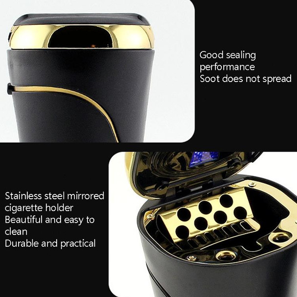 N09C Car Ashtray With Lamp And Cover Car Ashtray(Gold)
