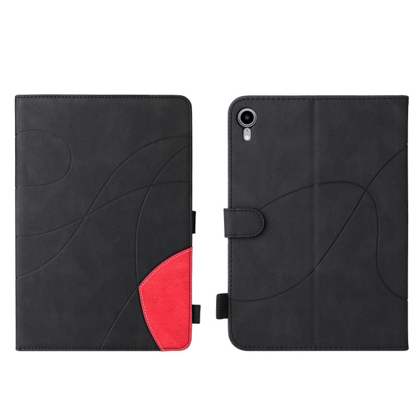 Dual-color Splicing Horizontal Flip Leatherette Tablet Case - iPad mini 6(Black)