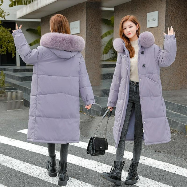 Mid-length Down Padded Jacket (Color:Purple Size:S)