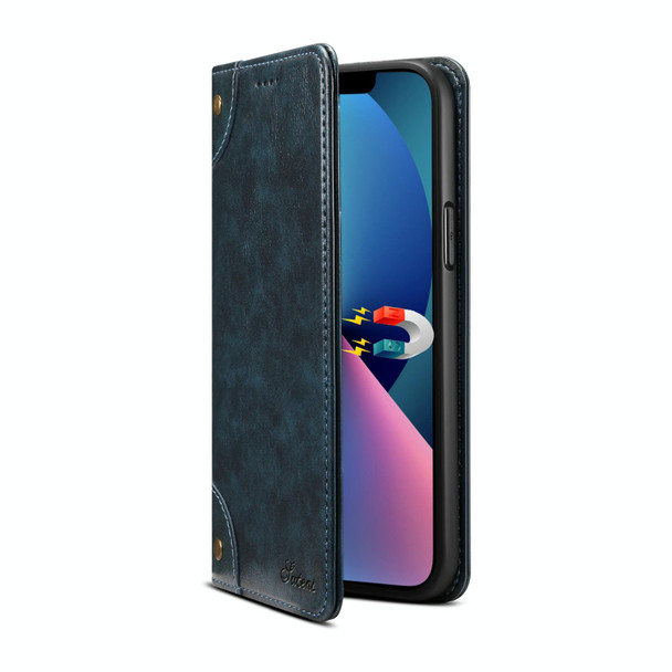 Baroque Simple Horizontal Flip Leatherette Case with Holder & Card Slots & Wallet - iPhone 13 Pro(Blue)