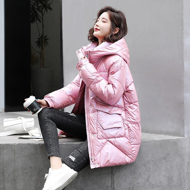 Glossy Thickening Down Padded Jacket (Color:Pink Size:M)