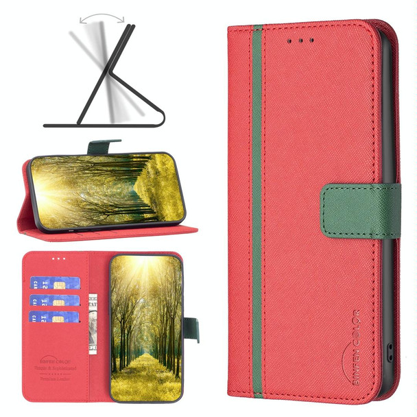 BF13 Color Matching Cross Texture Leatherette Phone Case - iPhone SE 2022 / 2020 / 8 / 7(Red)