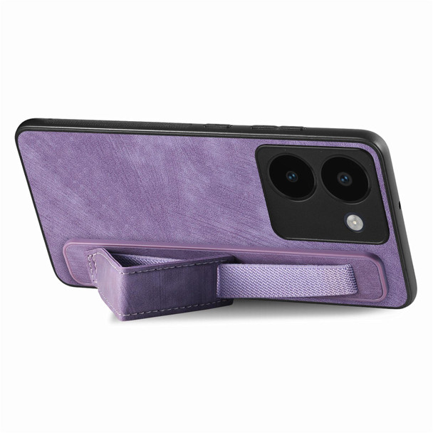 For vivo iQOO Z8 Retro Wristband Holder Leather Back Phone Case(Purple)