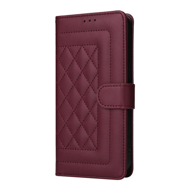 For Realme 11 Pro+ Diamond Lattice Leather Flip Phone Case(Wine Red)