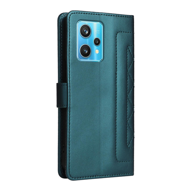 For Realme 9 Pro+ Diamond Lattice Leather Flip Phone Case(Green)