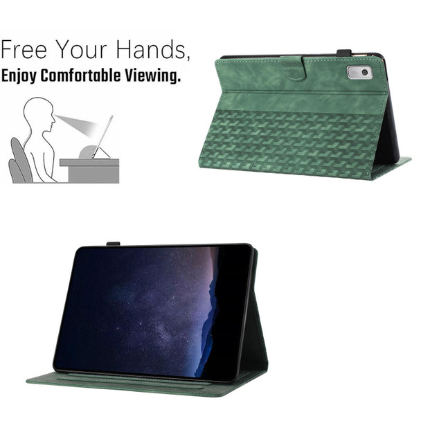 For Lenovo Tab M9 Building Blocks Embossed Leather Smart Tablet Case(Green)