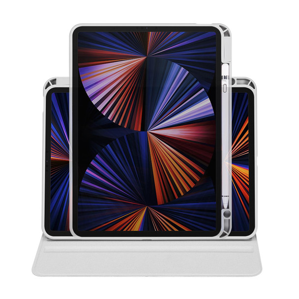 For iPad Air 11 2024 Acrylic 360 Degree Rotation Holder Leather Tablet Case(Fog Grey)