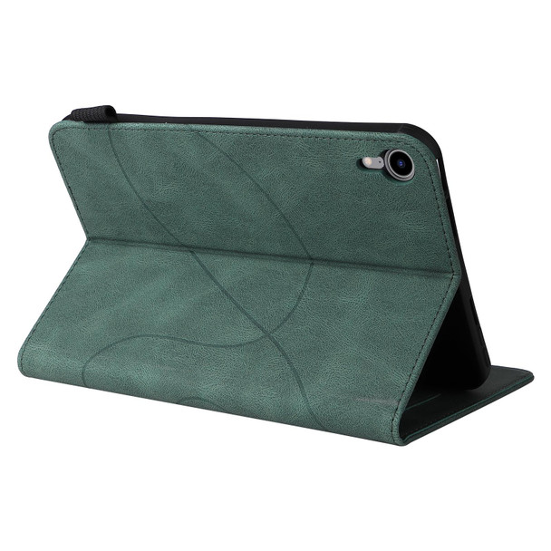 Dual-color Splicing Horizontal Flip Leatherette Tablet Case - iPad mini 6(Green)