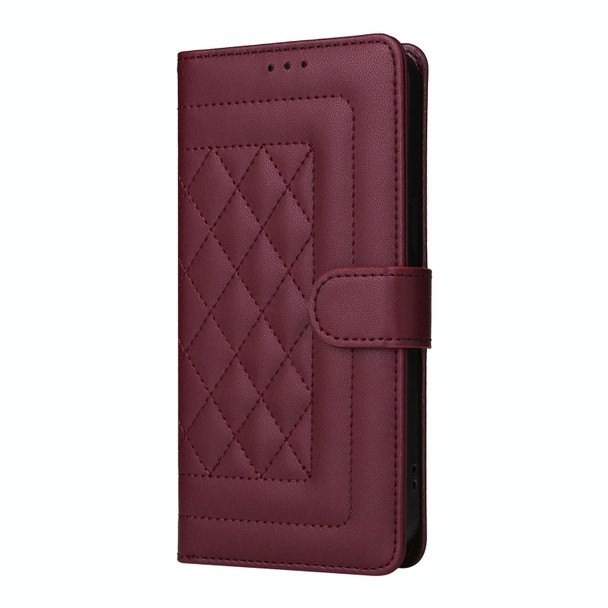 For Sony Xperia 10 V Diamond Lattice Leather Flip Phone Case(Wine Red)